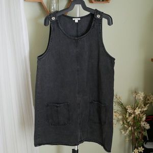 Timing Gray Denim Overall Dress